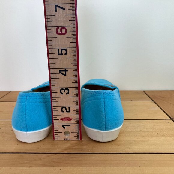 Leisure Treads Blue Felt Slippers Women's Vintage House Shoes White Rubber Soles - Picture 5 of 7